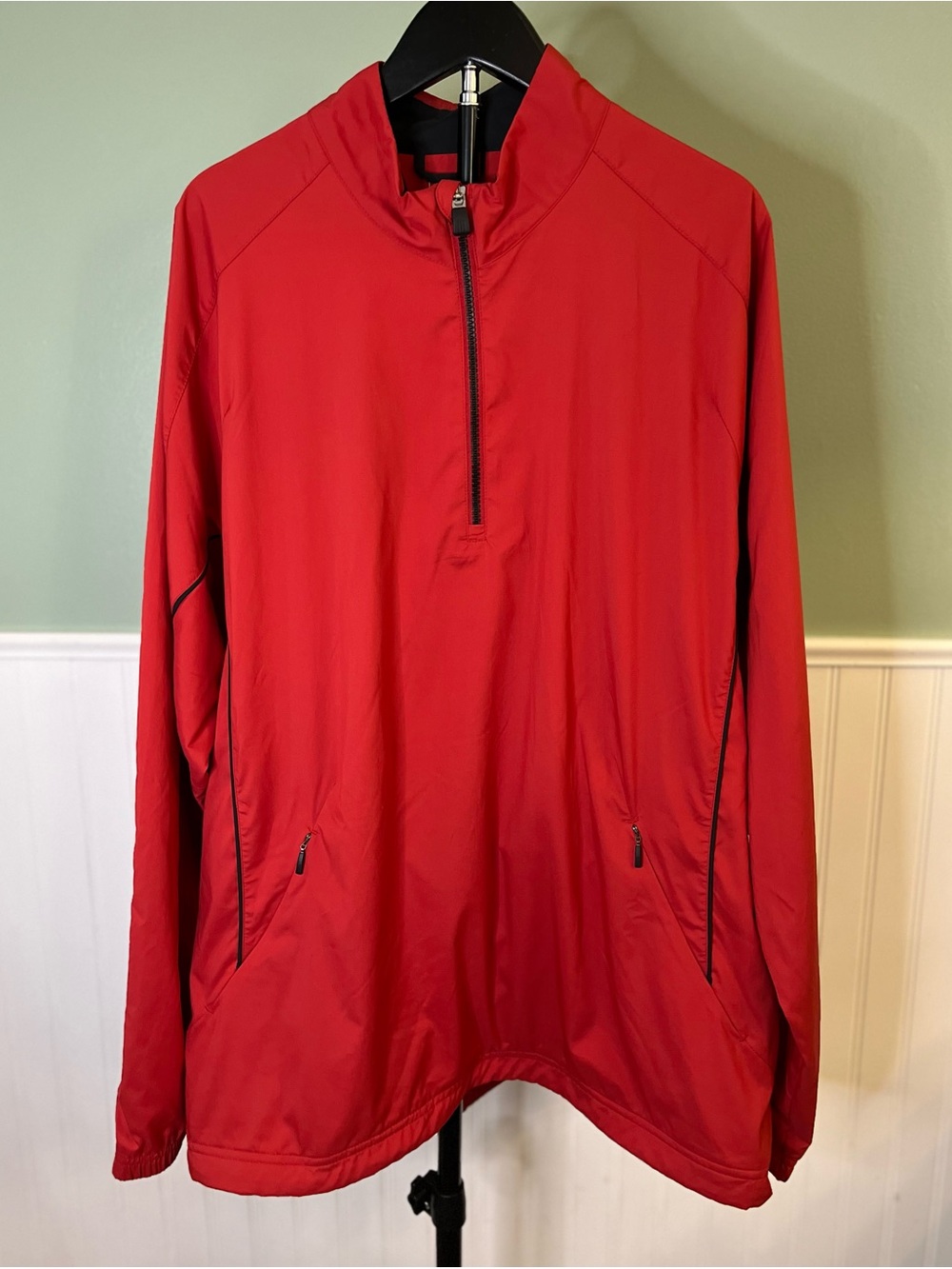 adidas Men’s Red Quarter-Zip ClimaProof Windbreaker Pullover. Sz XL